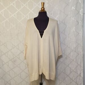 Trina Turk Merino Wool Oversized Wool Sweater Slouchy Coddington Cream Medium